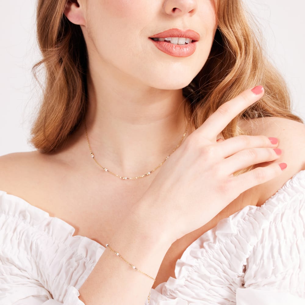 Zilveren goldplated sieradenset voor dames met parel
