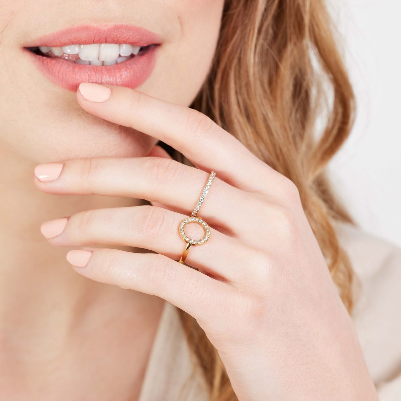 Stalen goldplated ring met zirkonia voor dames