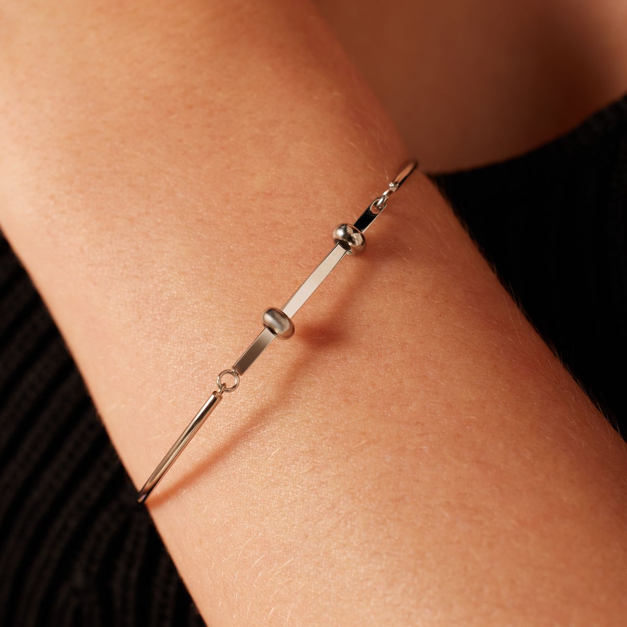 Gerecycled stainless steel armband bangle voor bedels