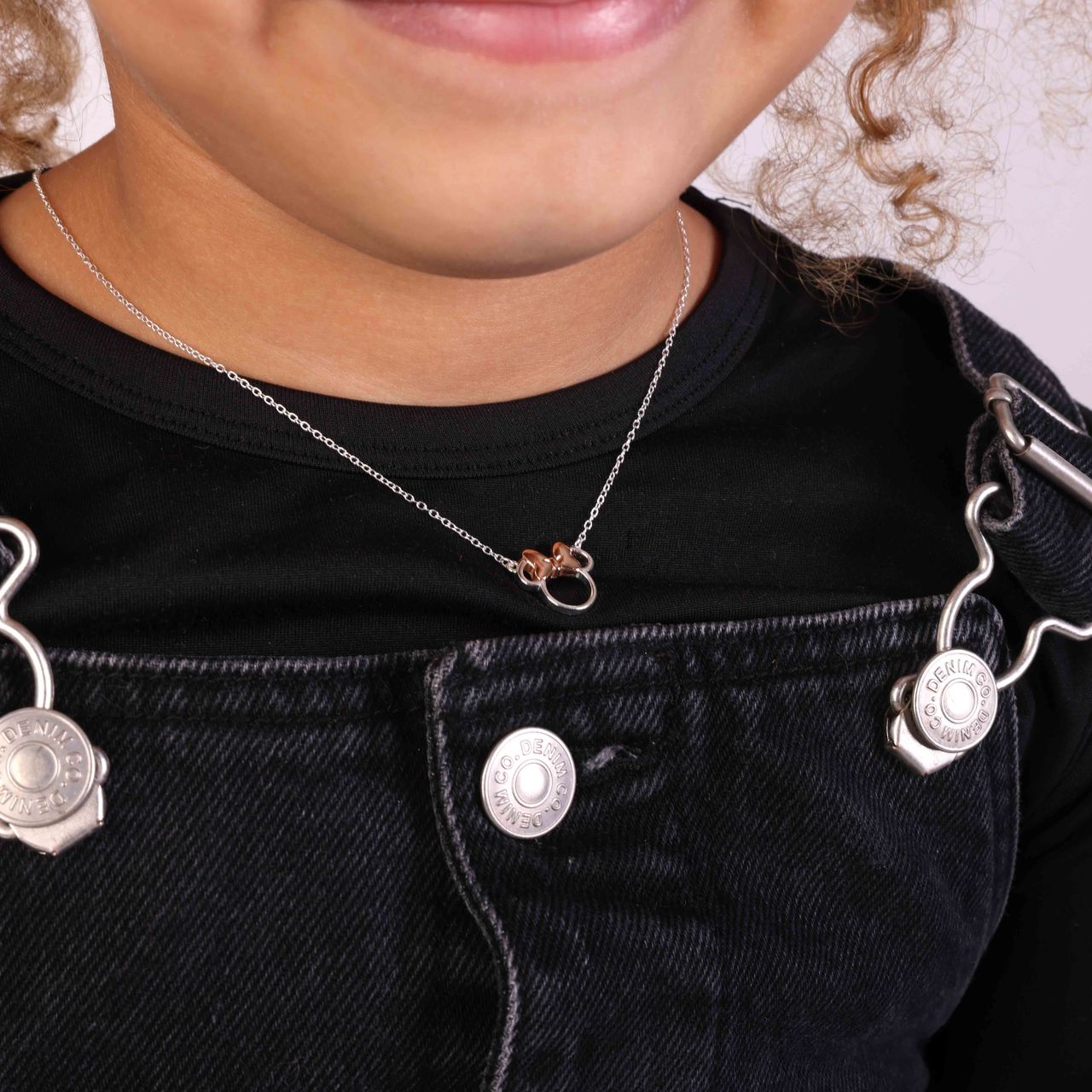 Zilveren Disney Minnie ketting roseplated strik