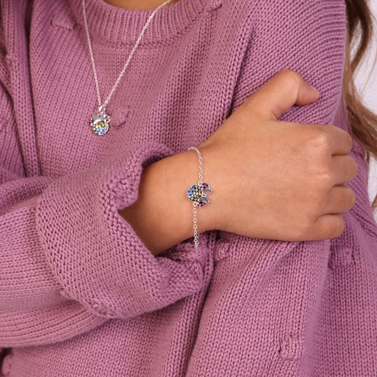 Zilveren Disney Minnie armband kristal