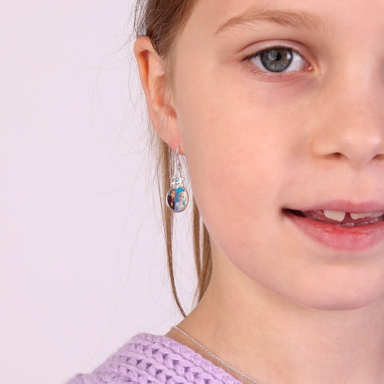 Zilveren Disney Frozen oorbellen disc kristal