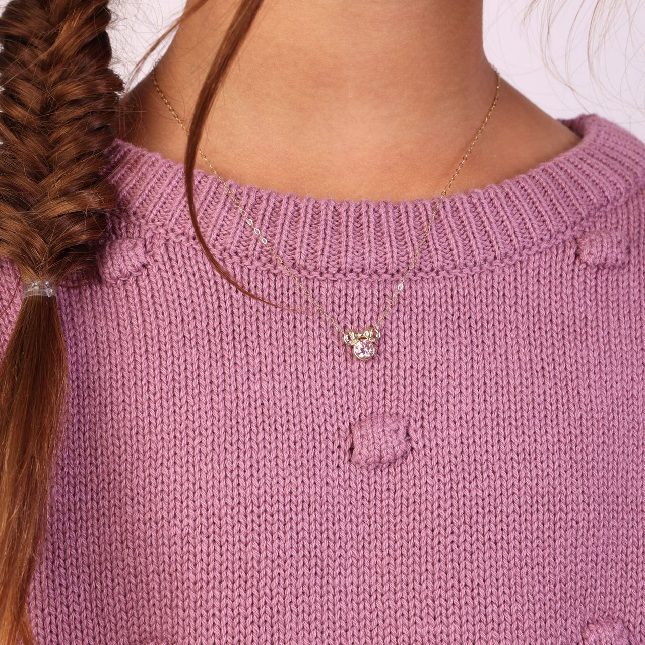 Disney Minnie Halskette, 375 Gold, Kristall in Rosa
