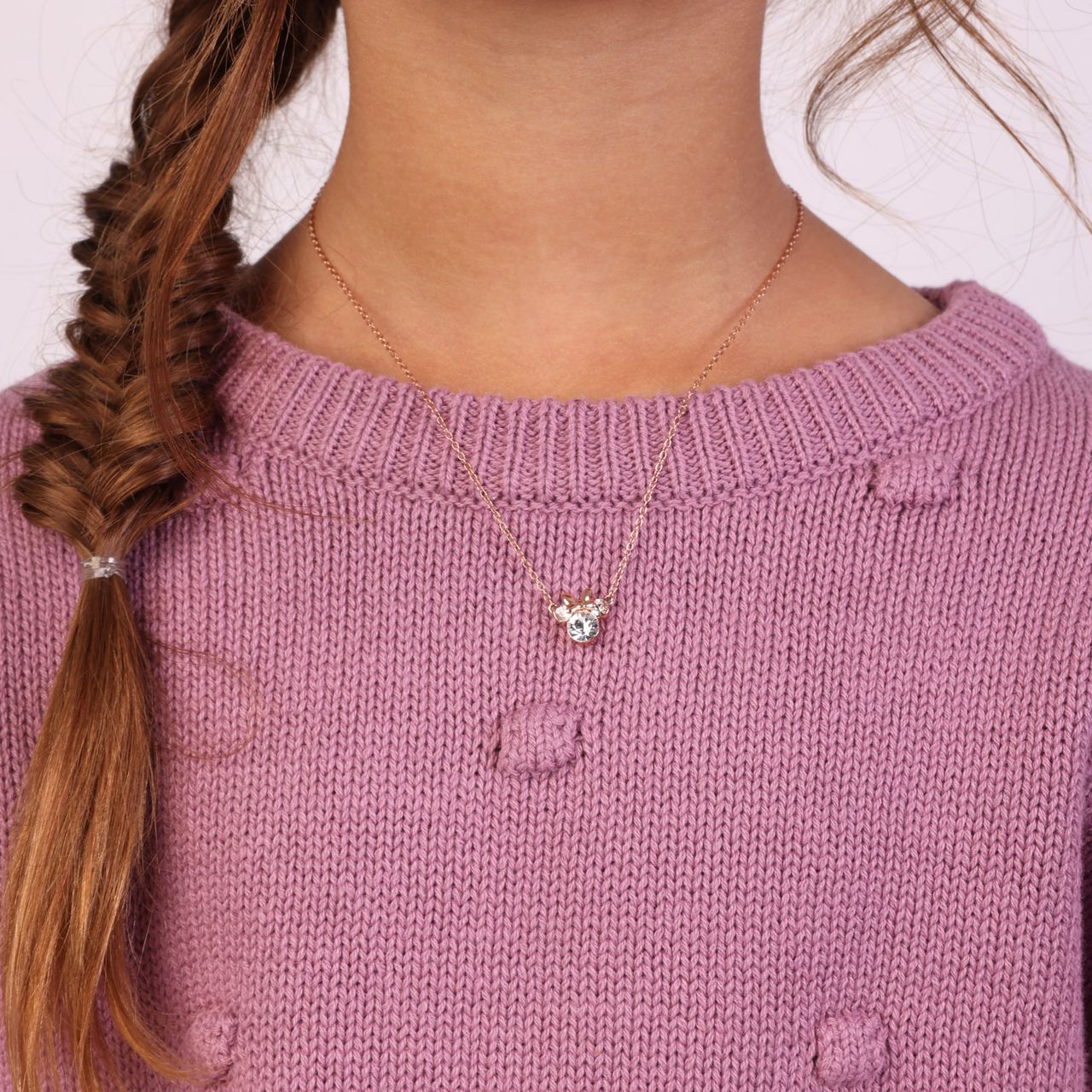Disney Minnie Halskette, 925 Silber, rotvergoldet, Kristall