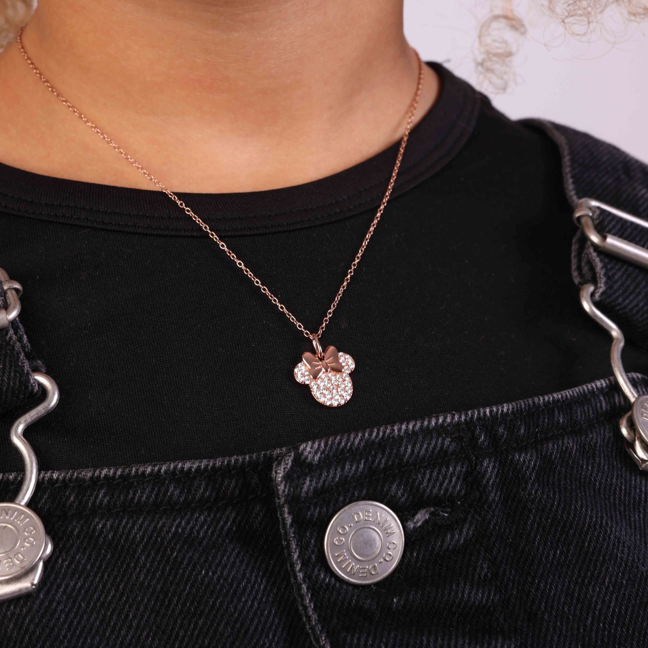 Disney Minnie Halskette, 925 Silber, rotvergoldet, Zirkonia