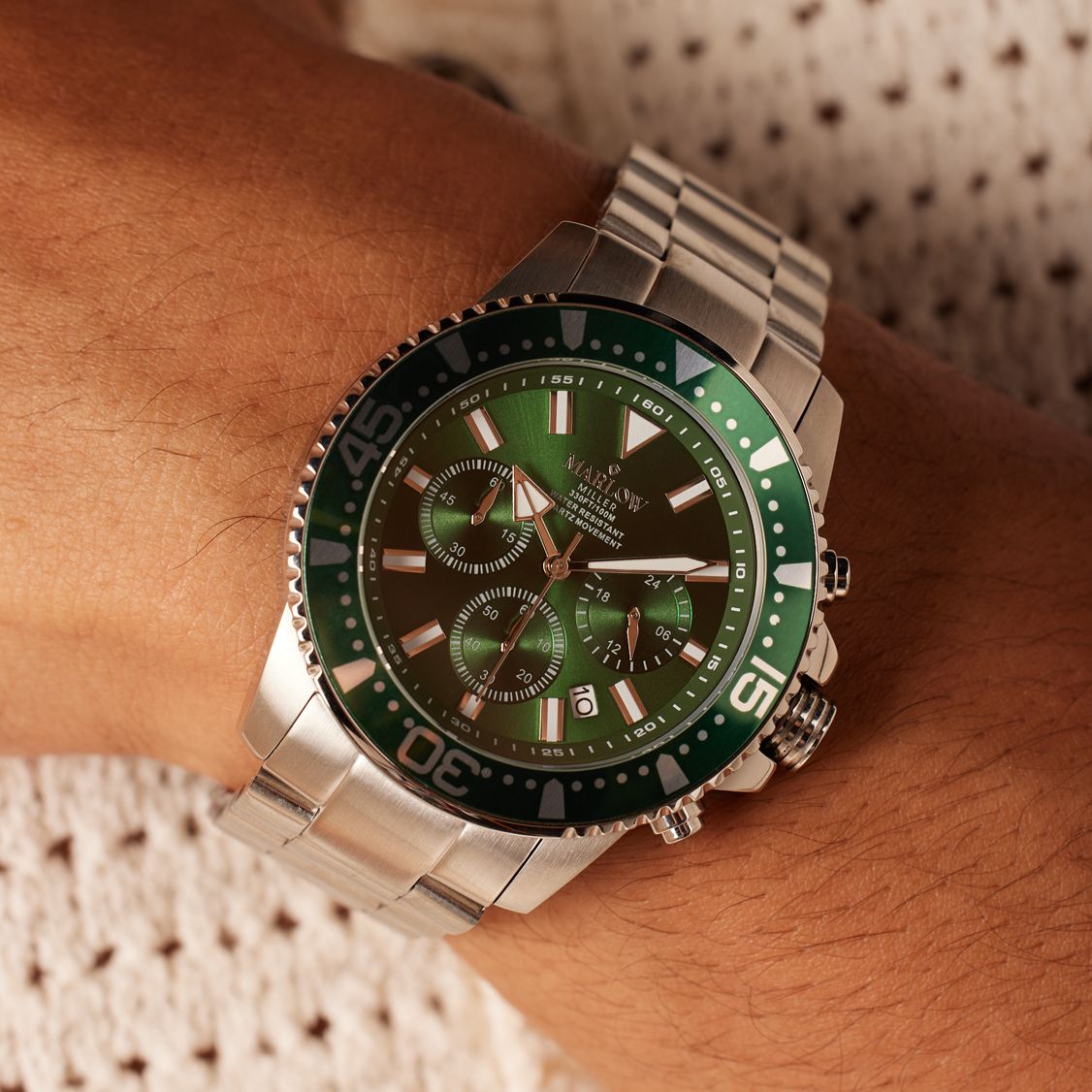 Marlow Miller Heren Horloge Chronograaf Zilverkleurig