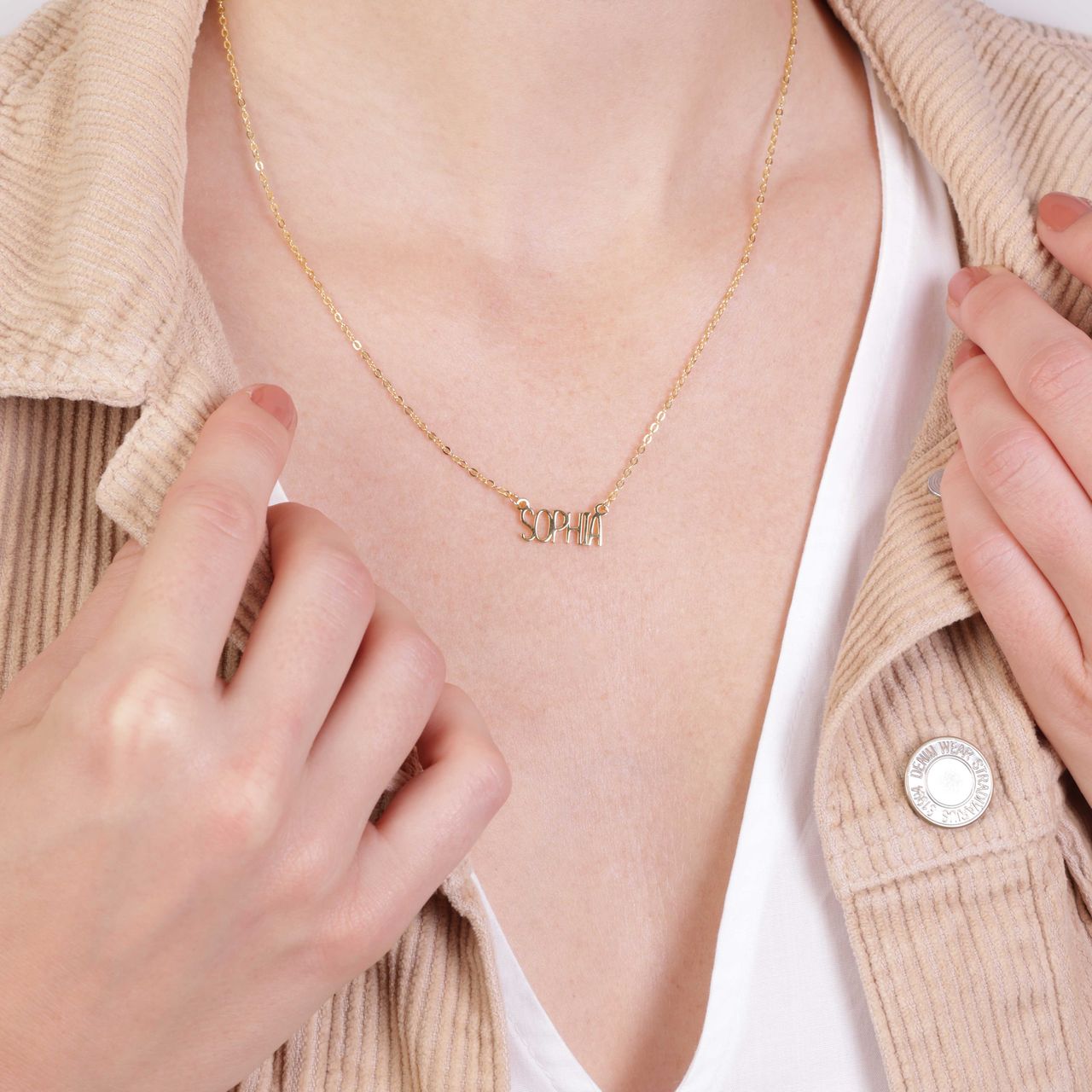 Zilveren goldplated naamketting voor dames