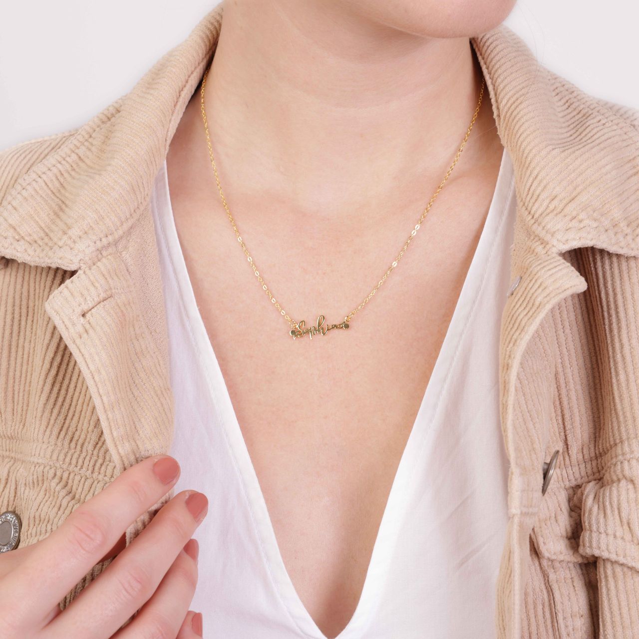 Zilveren goldplated naamketting voor dames