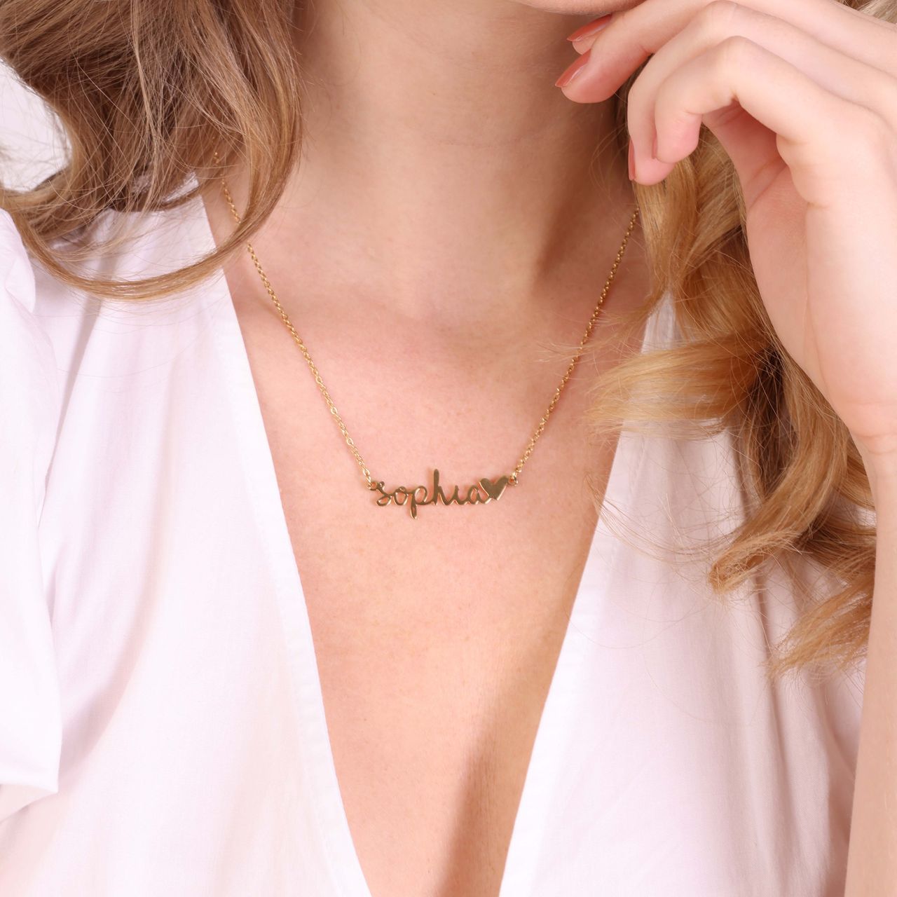 Stalen goldplated naamketting