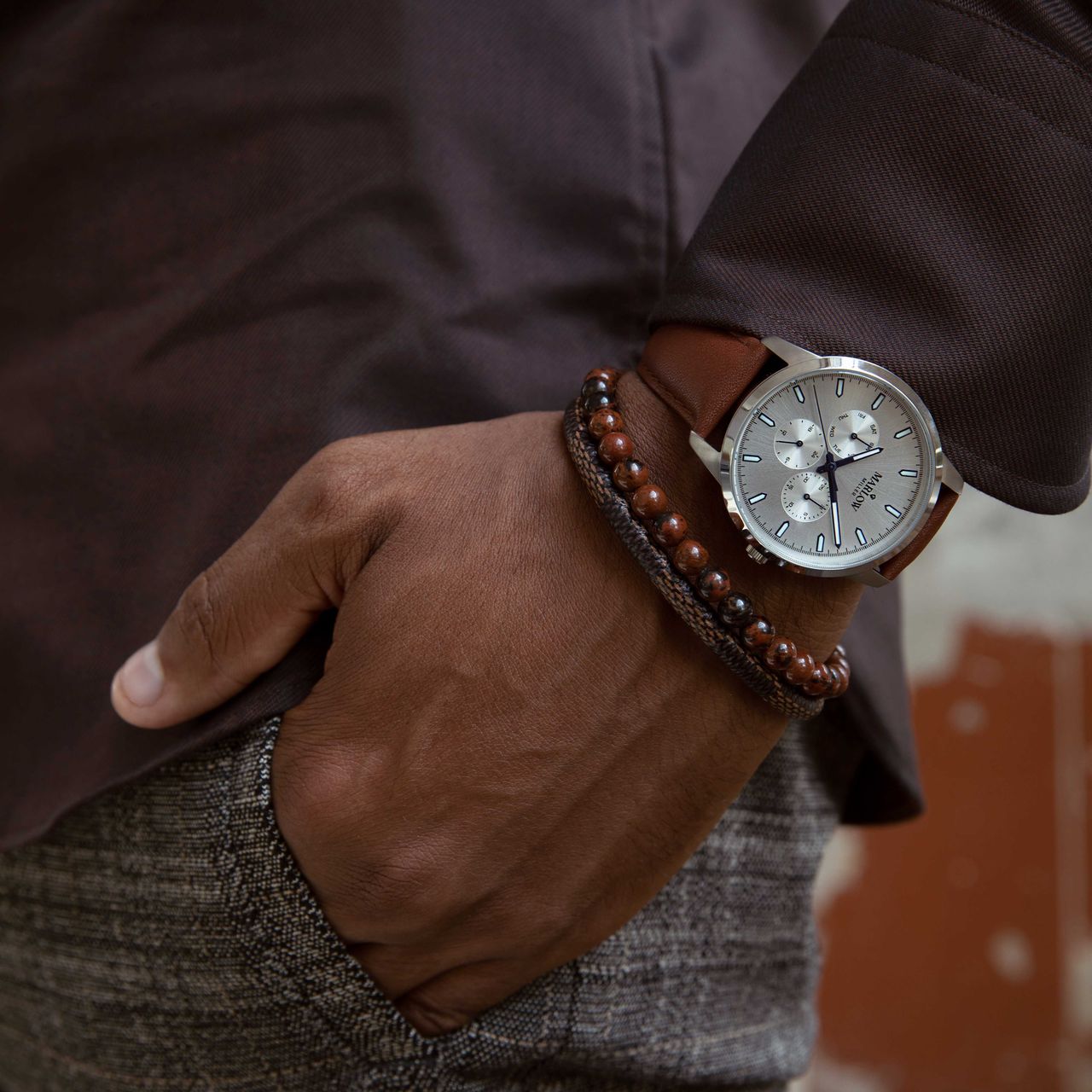 Marlow Miller Chronograf Armbanduhr mit Lederarmband