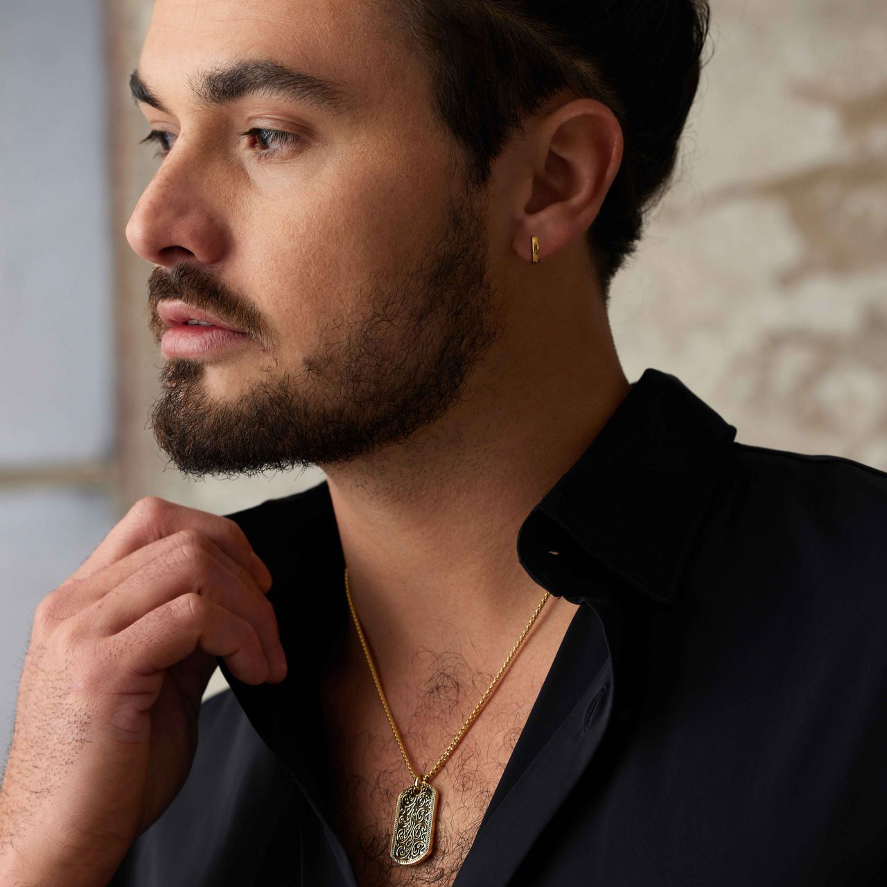 Stalen goldplated herenoorringen