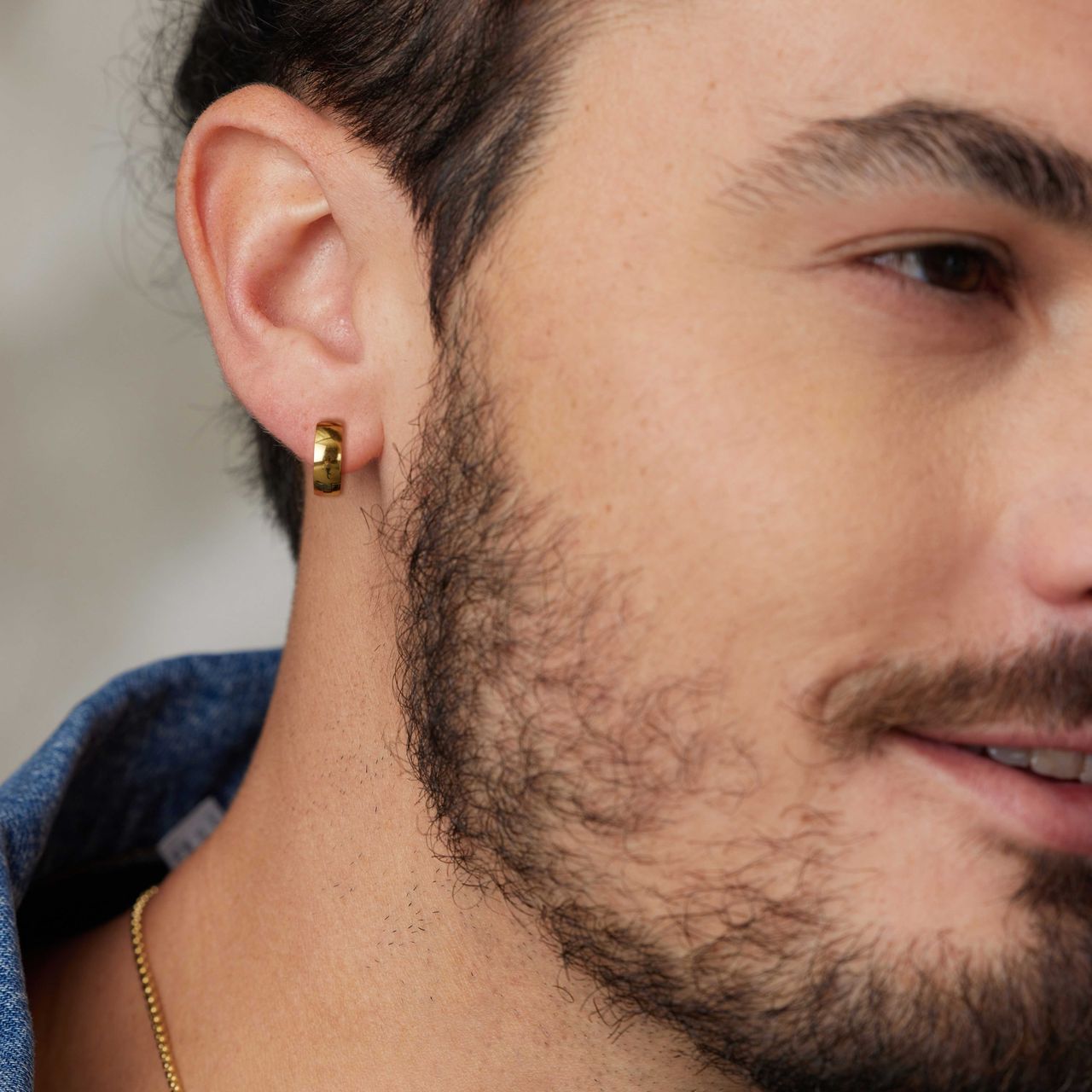 Gerecycleerd stalen goldplated heren oorringen 5mm