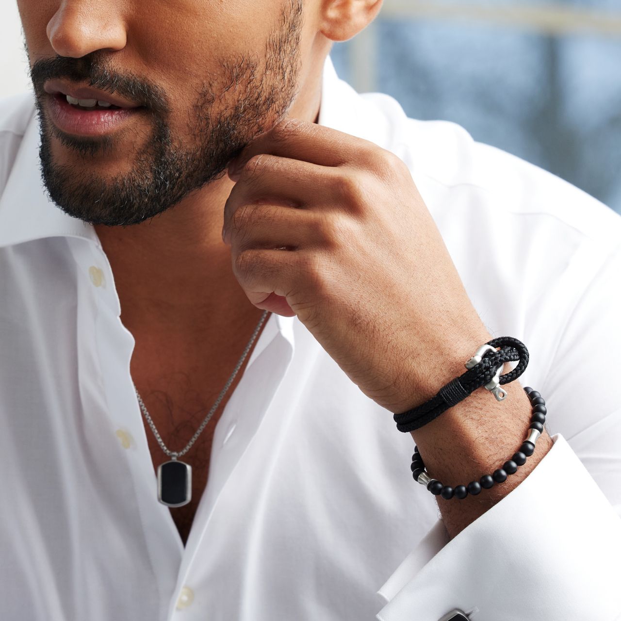 Stalen herenarmband boeisluiting zwart