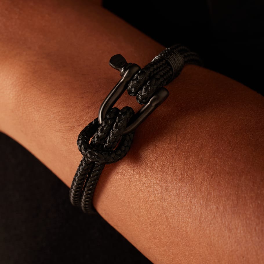 Stalen herenarmband harpsluiting zwart/zwart