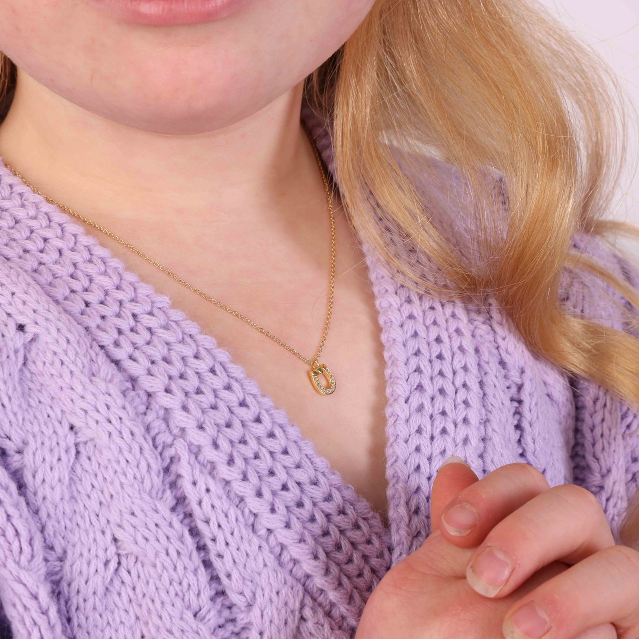 Zilveren goldplated ketting met hanger hoefijzer
