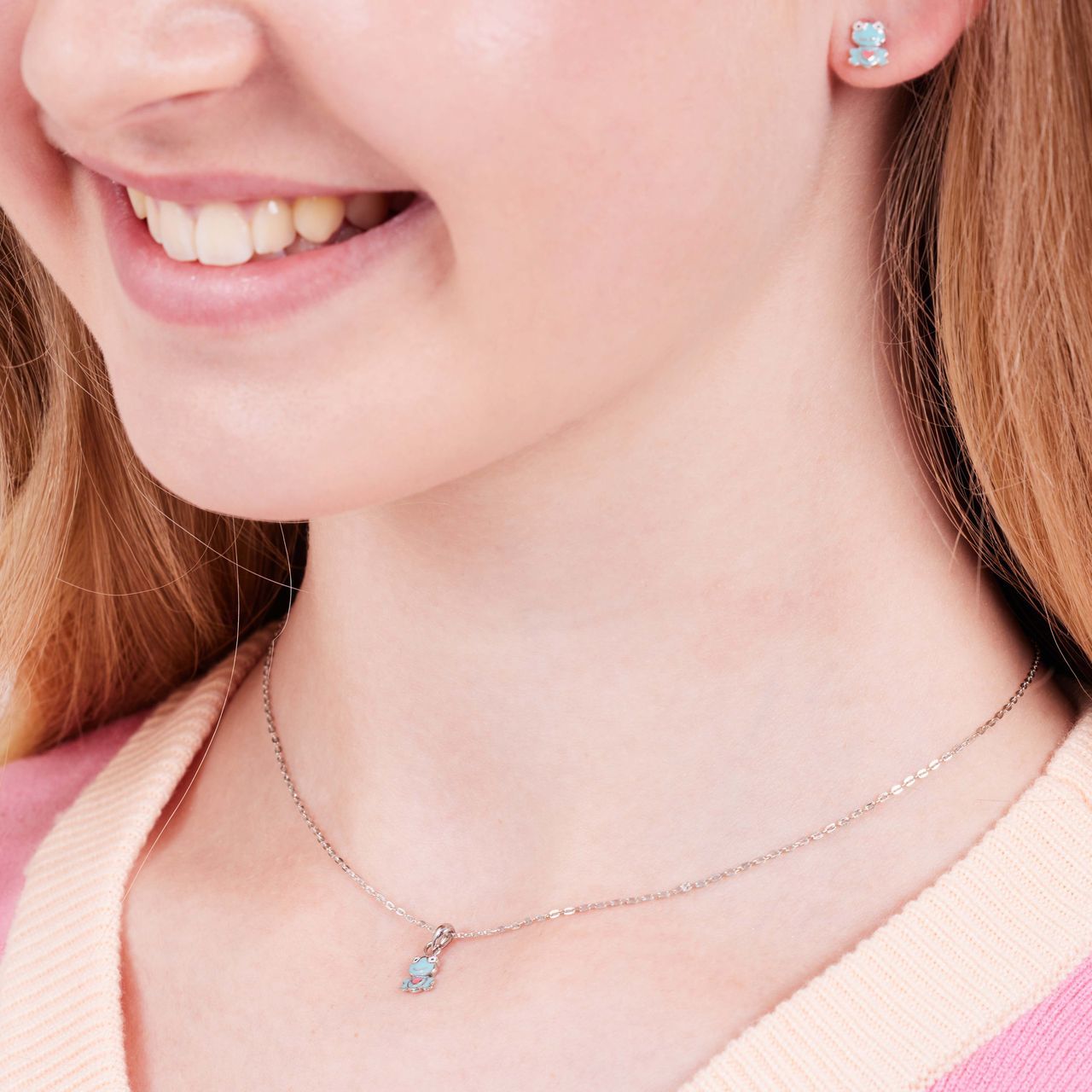Zilveren ketting met hanger enamel kikker