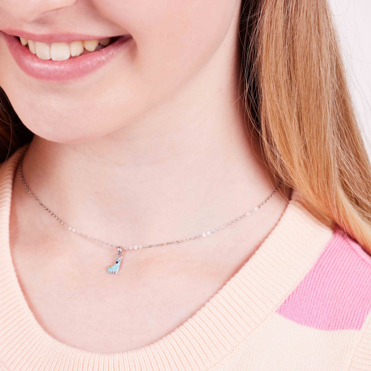 Zilveren ketting met hanger enamel alpaca