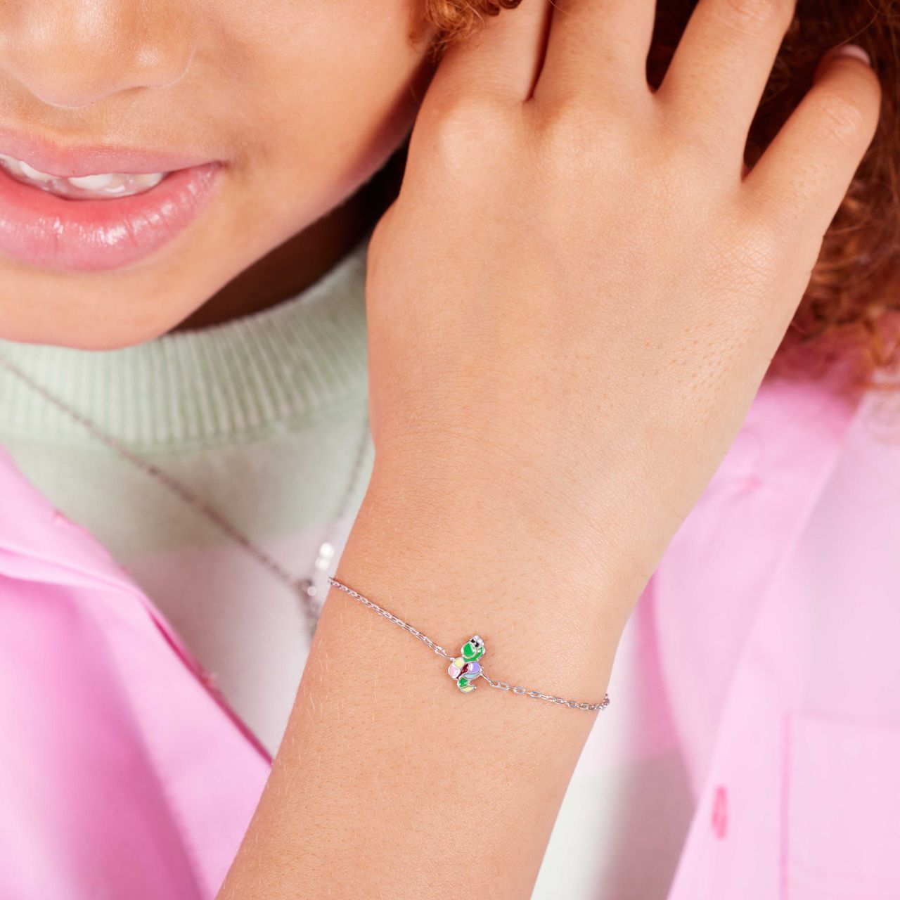 Zilveren armband enamel slang