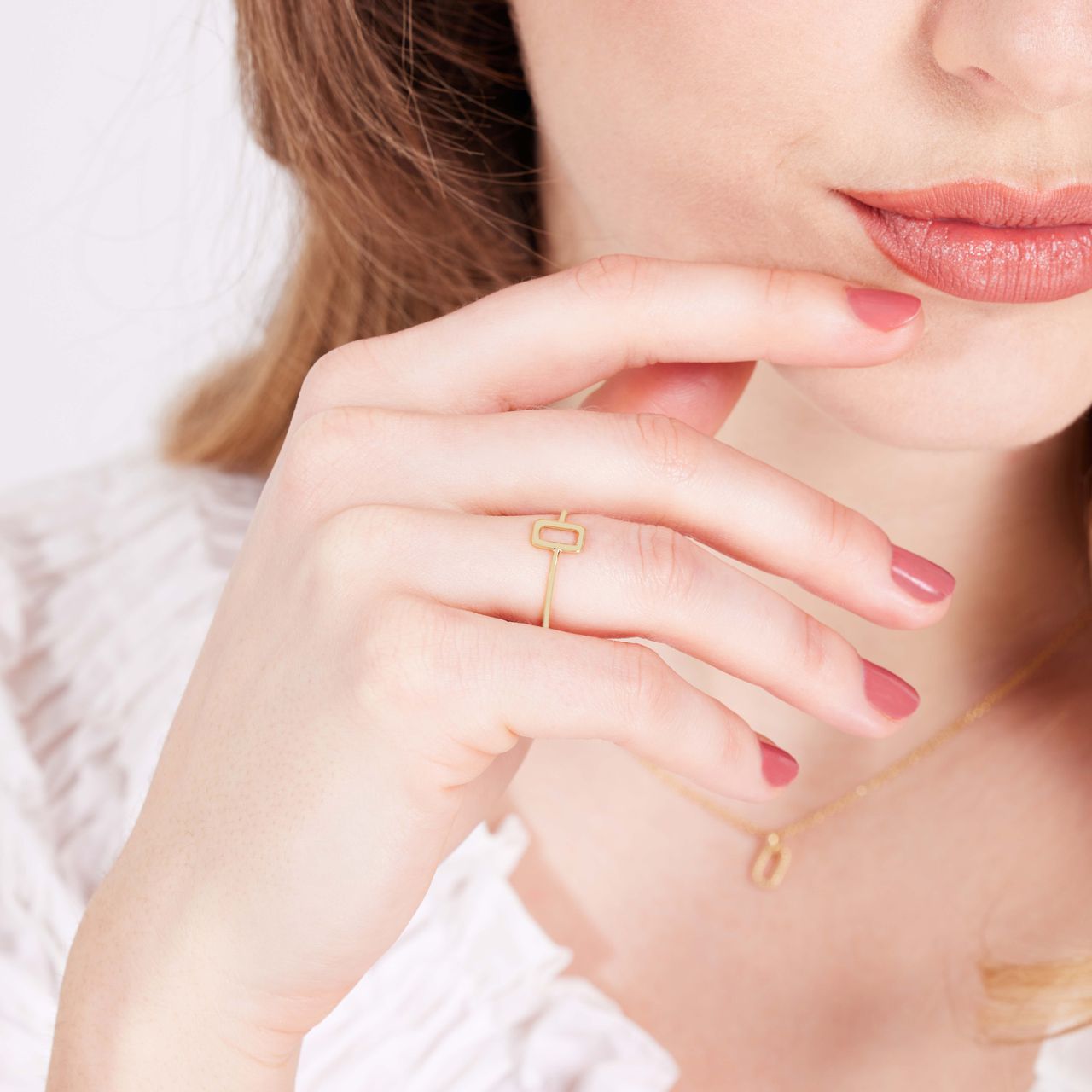Ring, 925 Silber, vergoldet, Rechteck