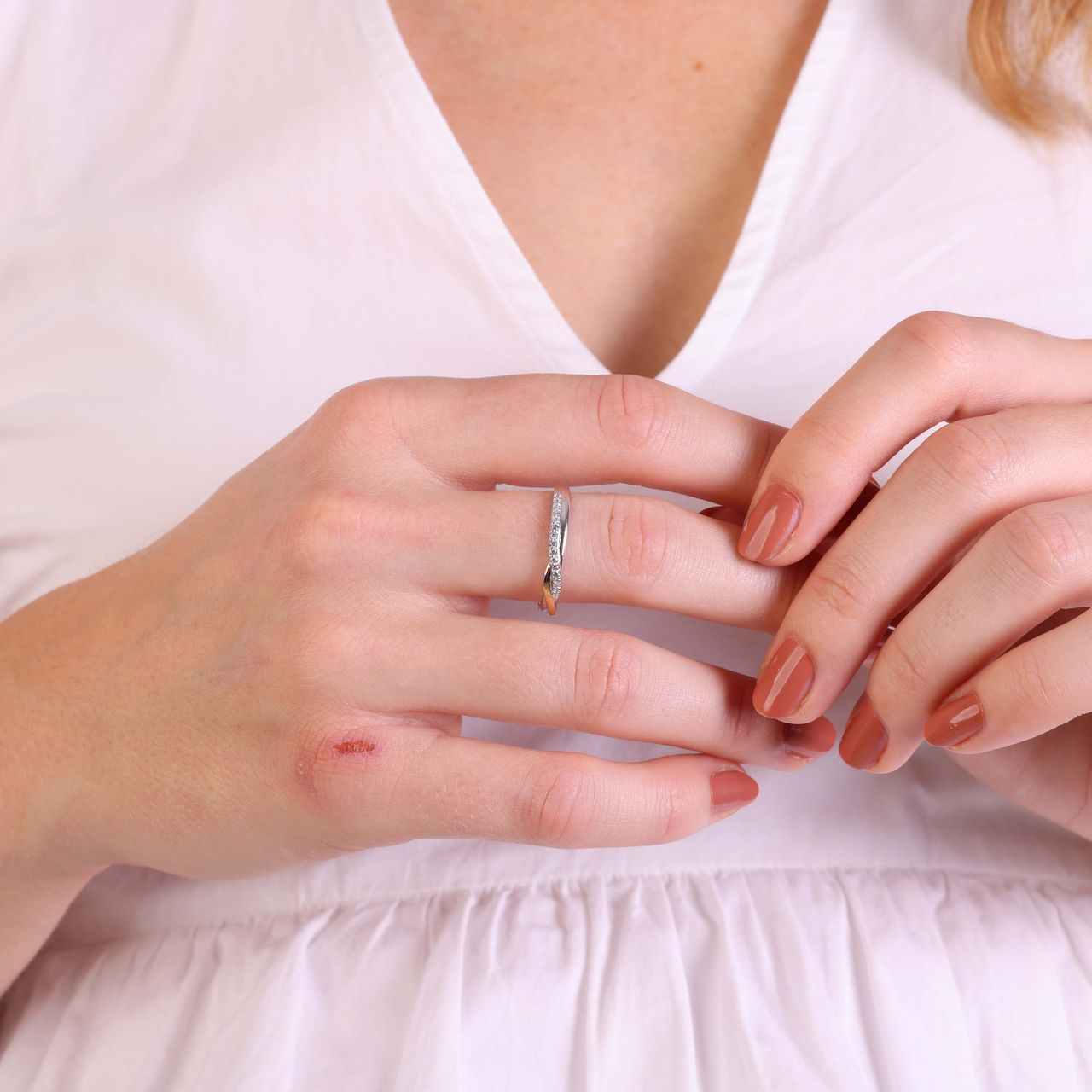 Ring, 925 Silber, Welle mit Zirkonia