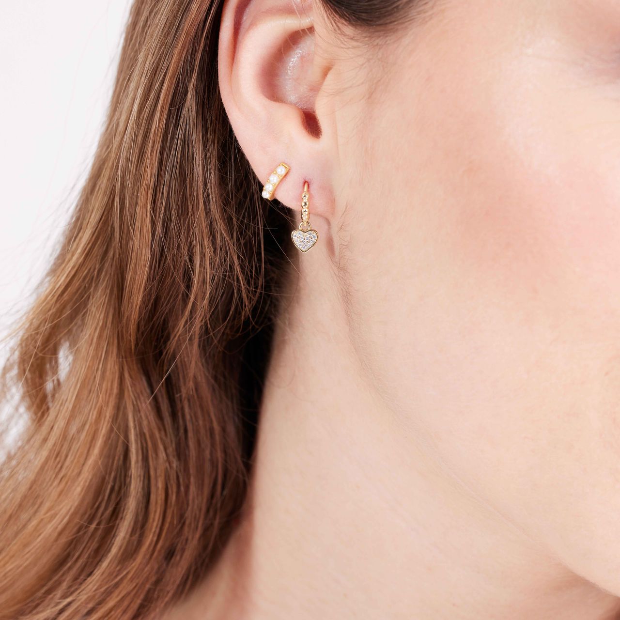 Zilveren goldplated oorringen parel