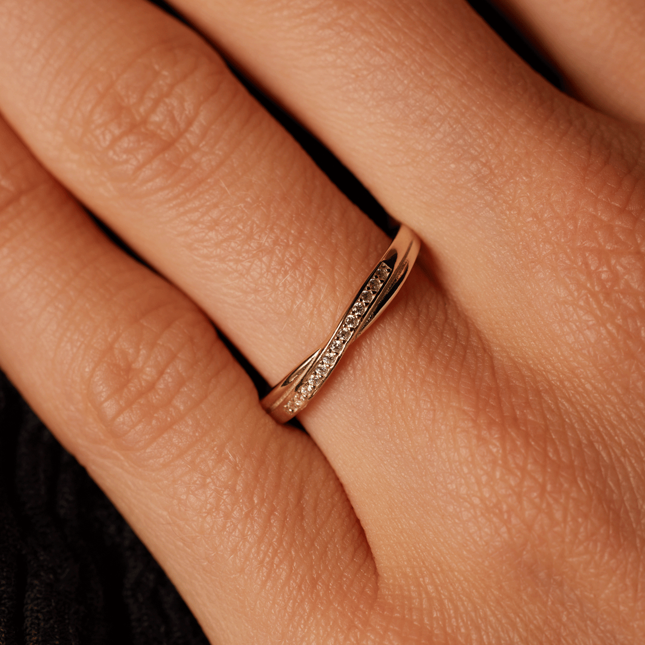 Ring, 925 Silber, vergoldet, mit Zirkonia