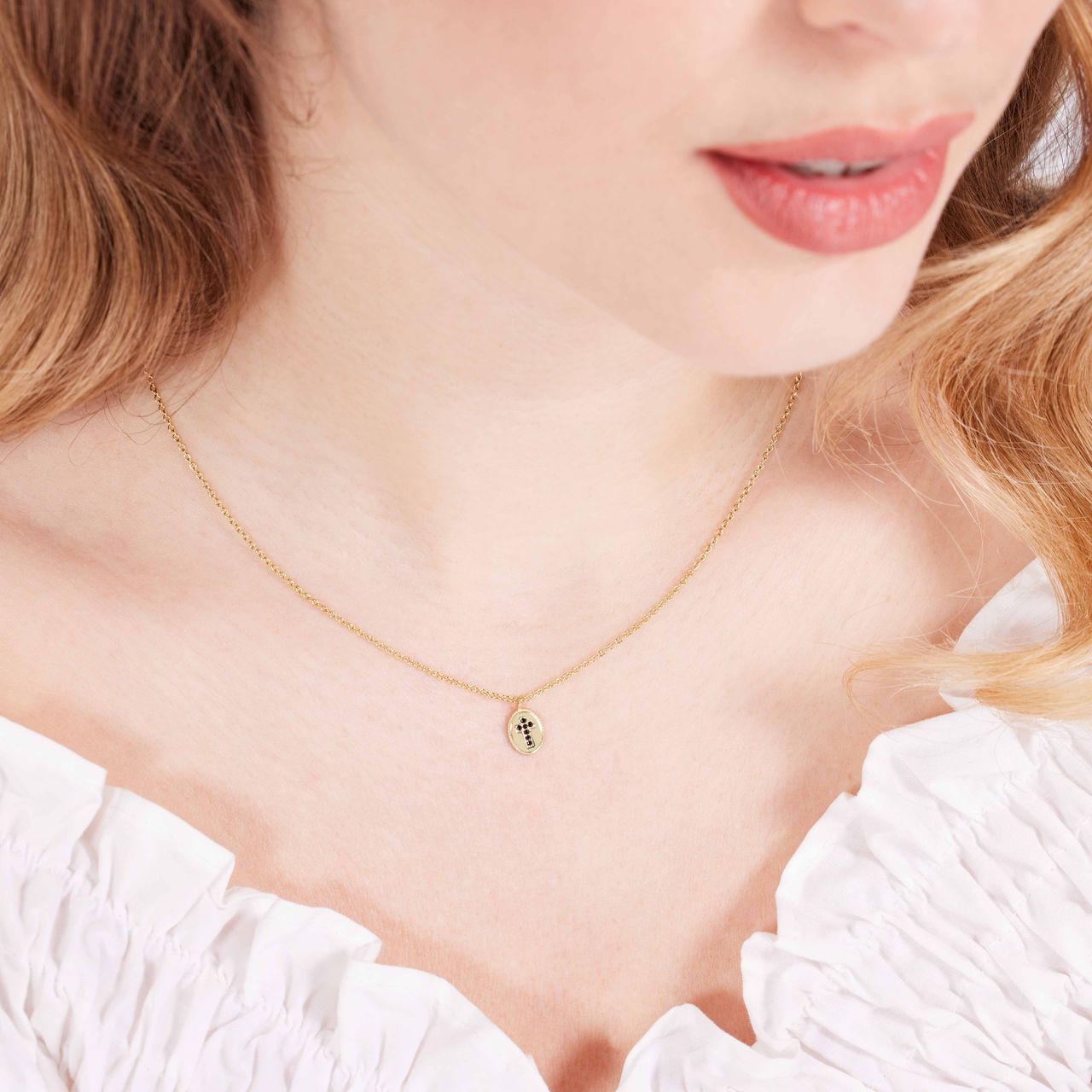 Zilveren goldplated ketting met hanger kruis voor dames
