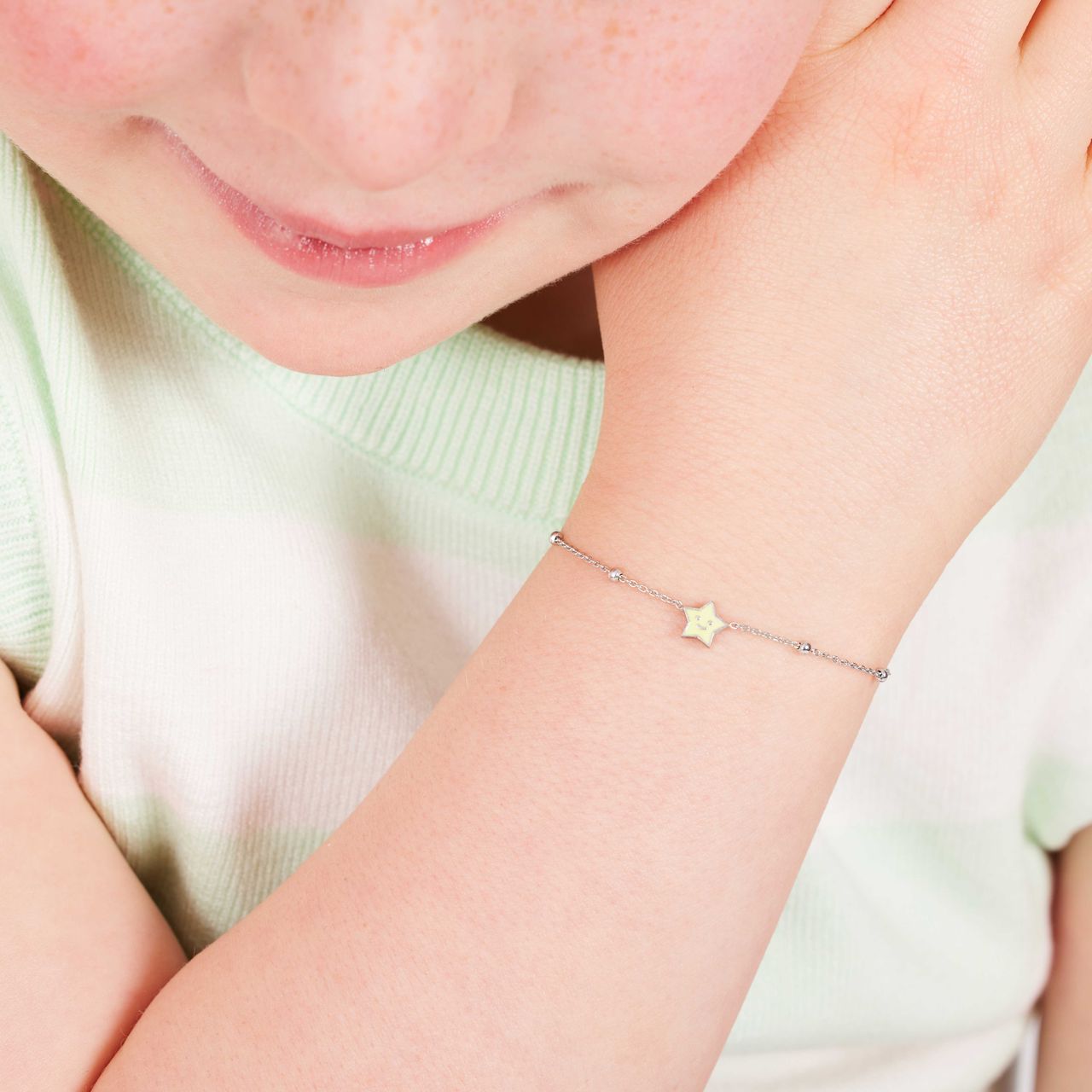Zilveren armband ster enamel geel