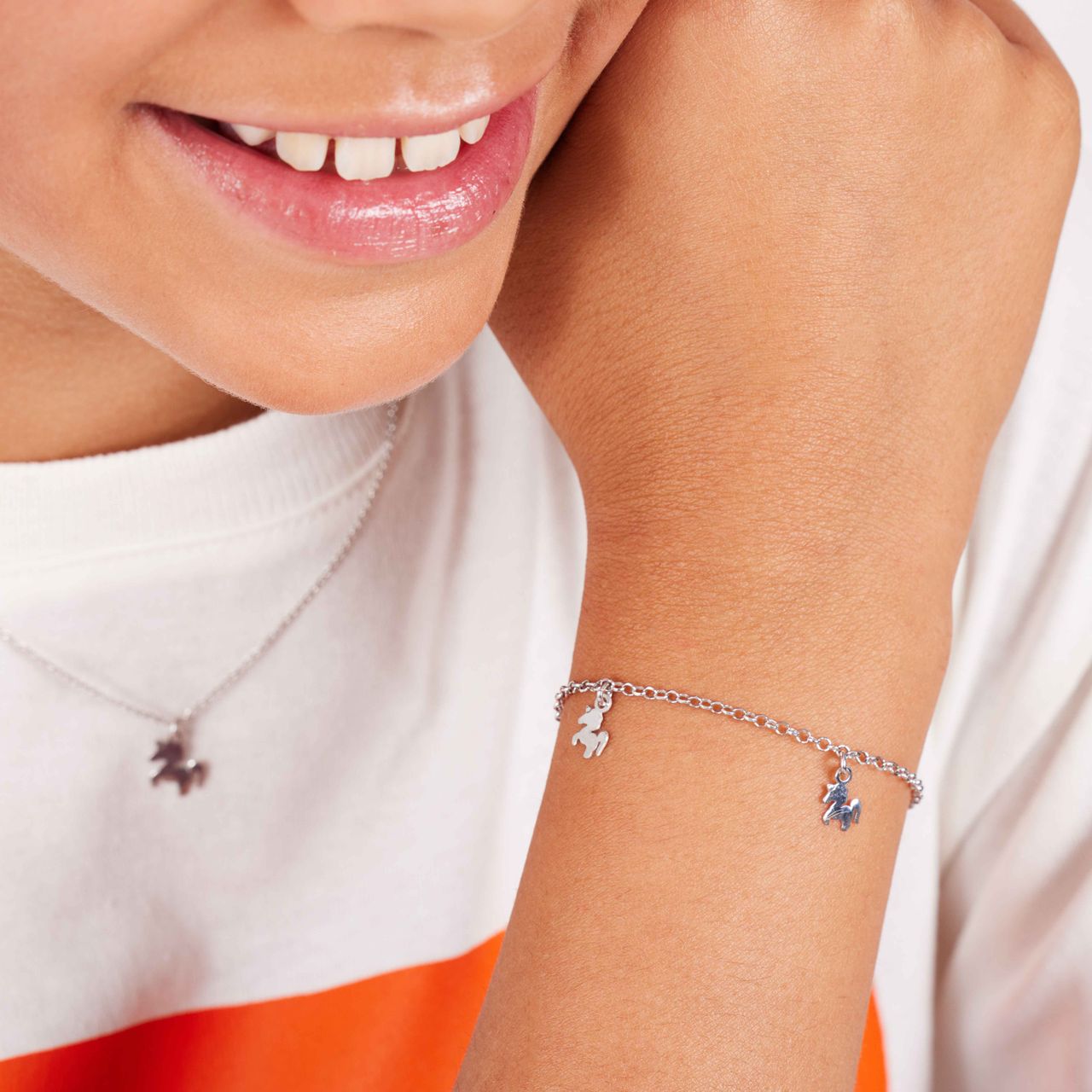 Zilveren armband bedels eenhoorn