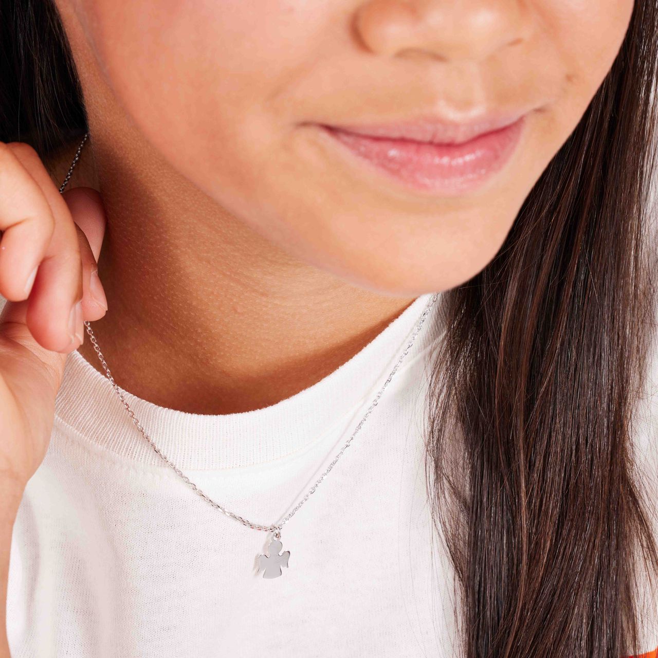 Zilveren ketting met hanger engel
