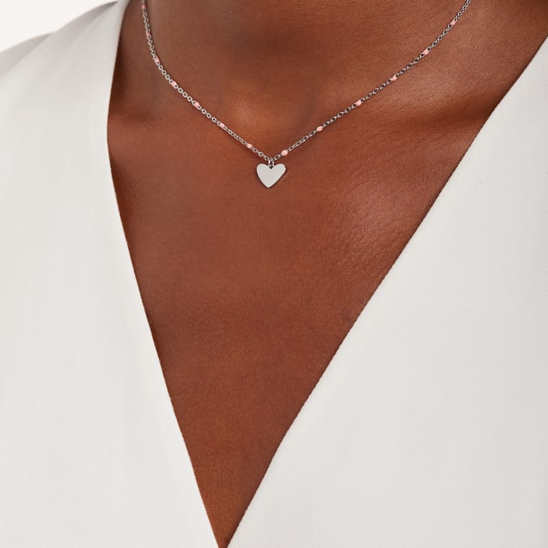 Stalen ketting met hanger hart