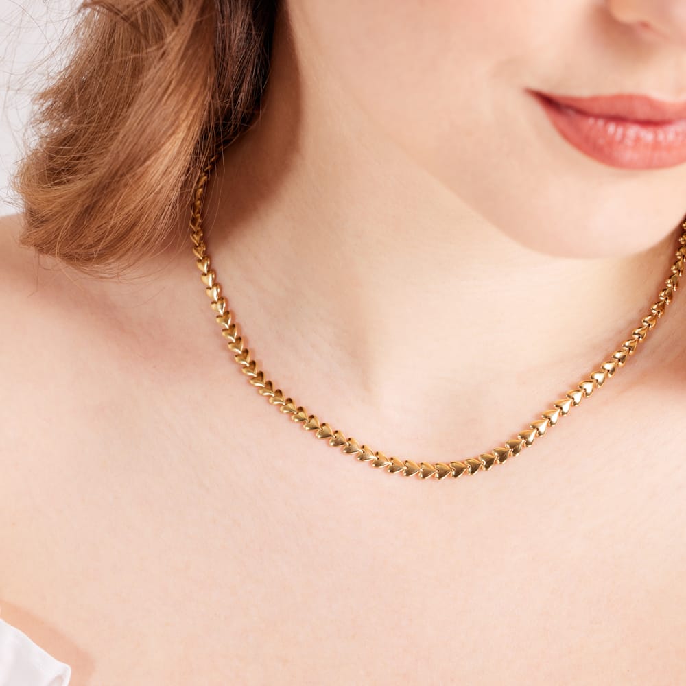 Gerecycleerd zilveren goldplated ketting hart schakel