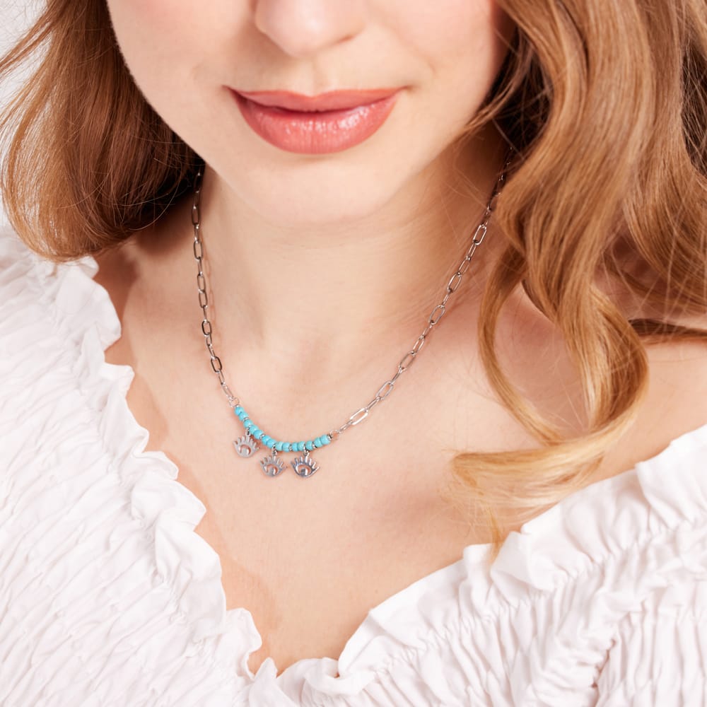 Stalen ketting met hanger oogjes