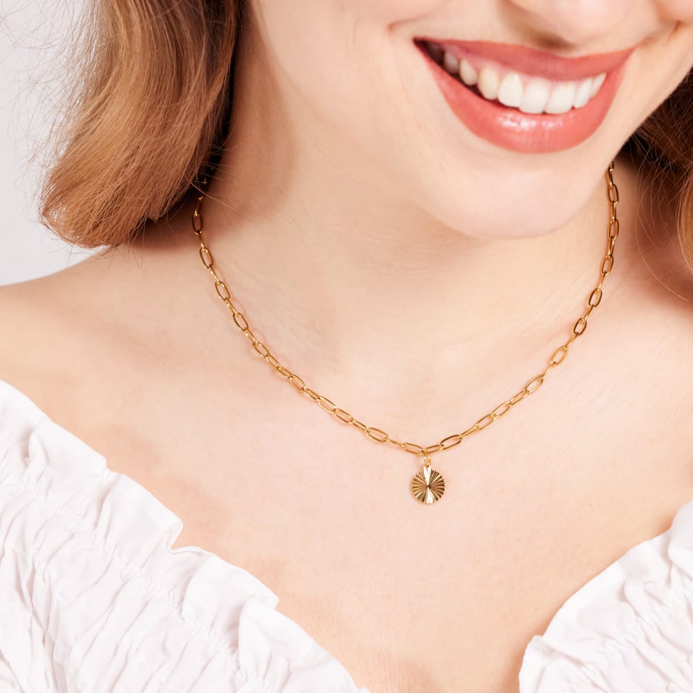 Stalen golplated ketting met hanger