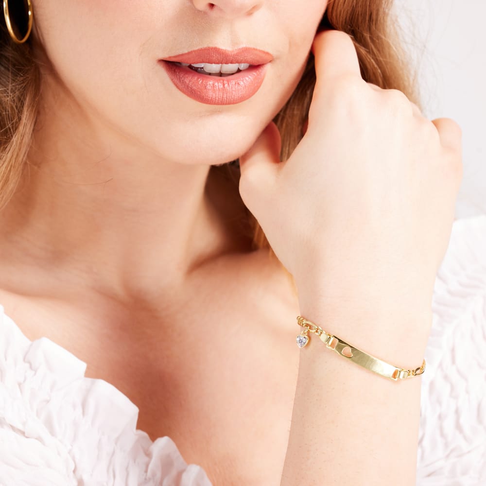 Plattenarmband in 925 Silber Charms Herz