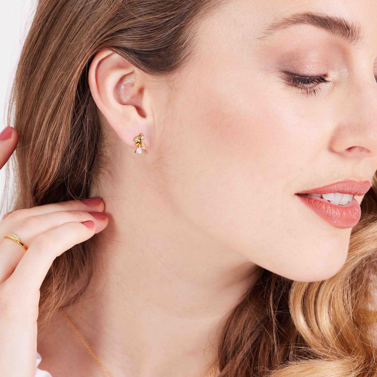 Zilveren goldplated oorknoppen met zirkonia voor dames