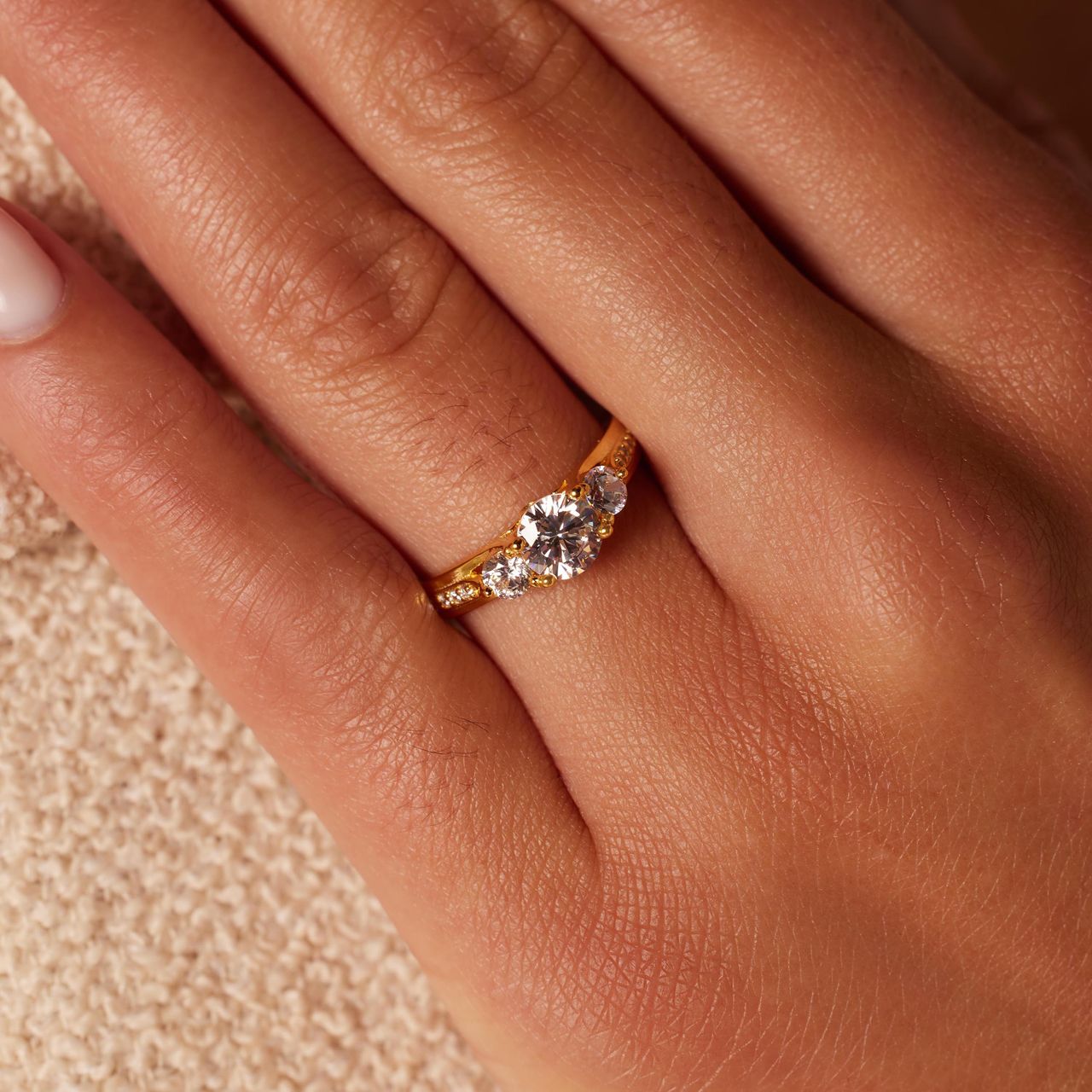 Ring, 925 Silber, vergoldet, mit Zirkonia