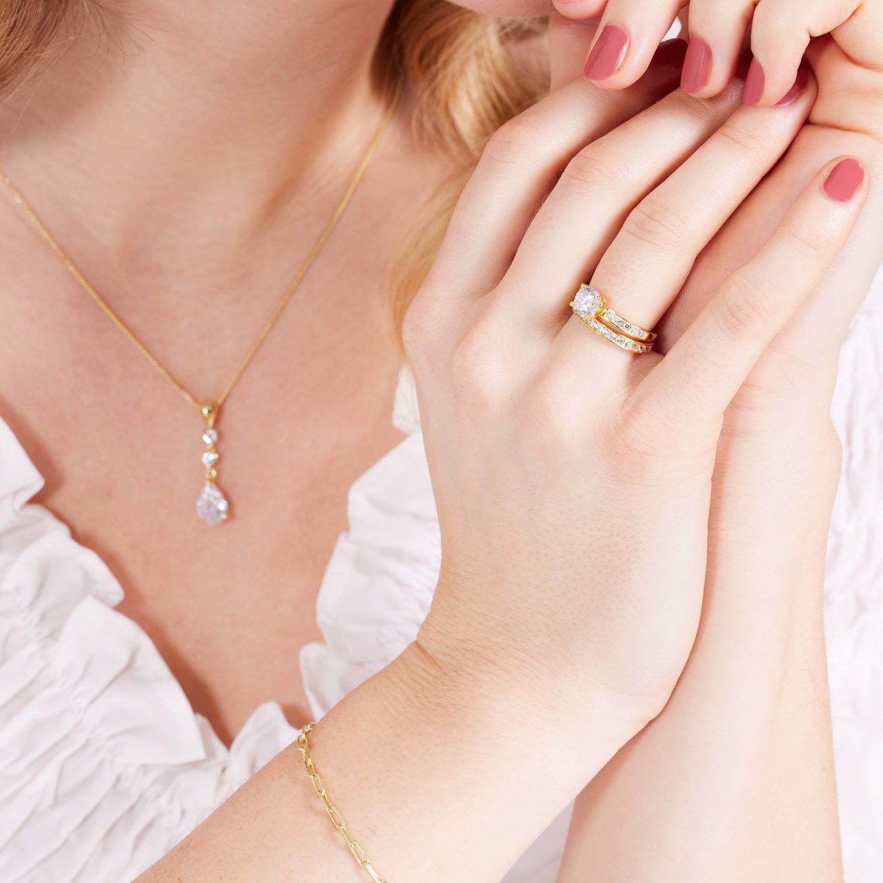 Zilveren goldplated ring met zirkonia voor dames