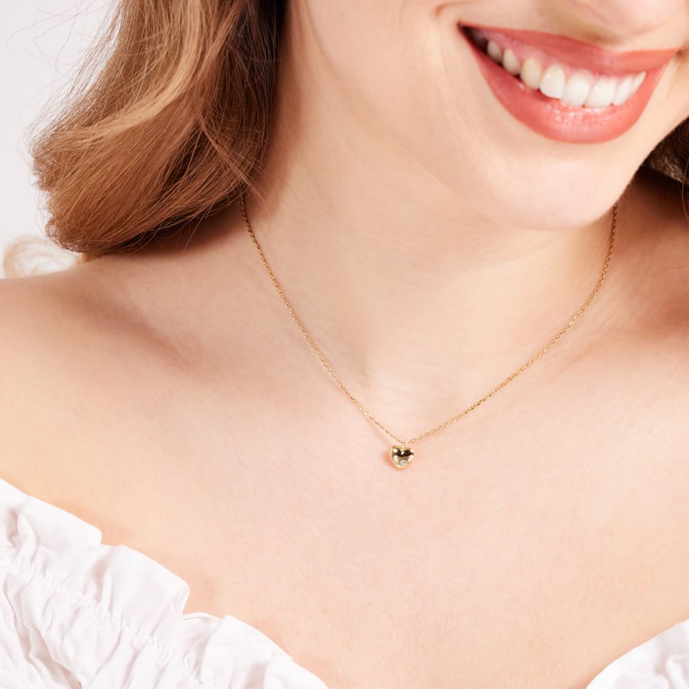 Zilveren goldplated ketting met hanger hart met zirkonia voor dames