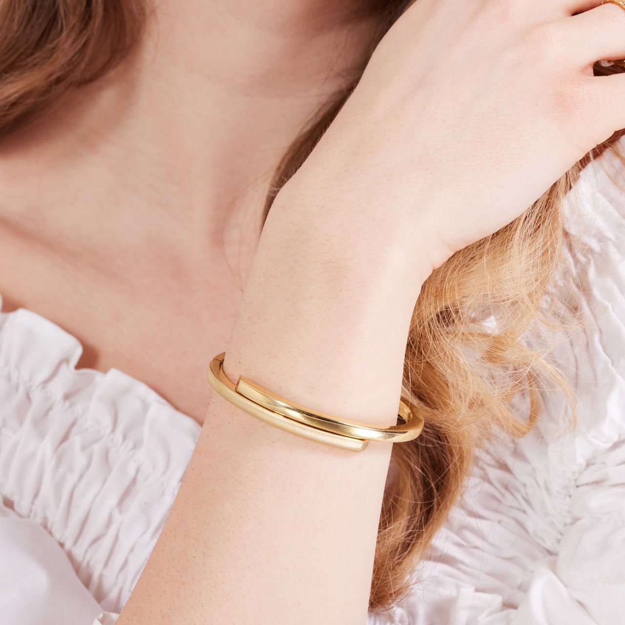Zilveren goldplated bangle voor dames