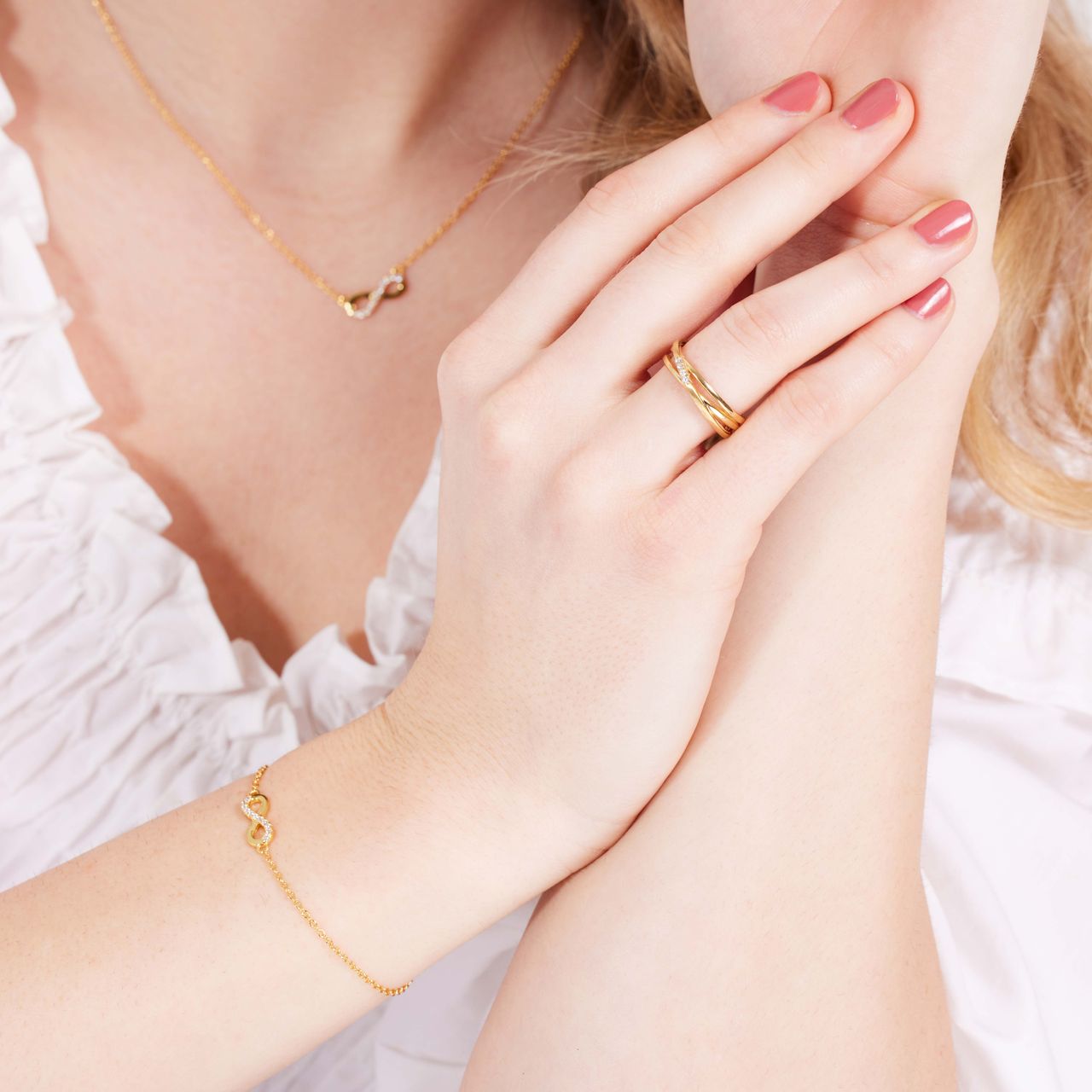 Zilveren goldplated ring met zirkonia voor dames