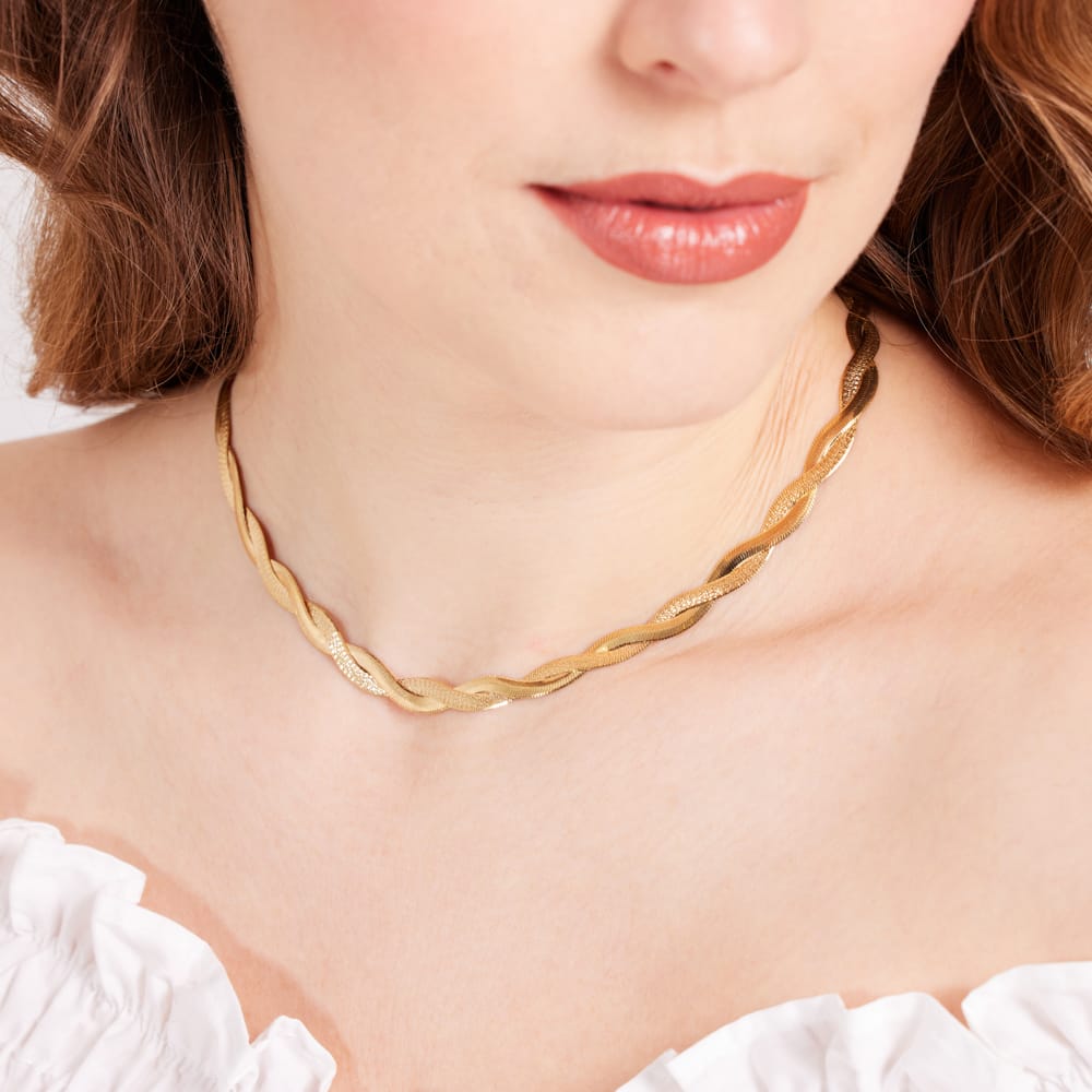 Gerecycleerd zilveren goldplated ketting gedraaid