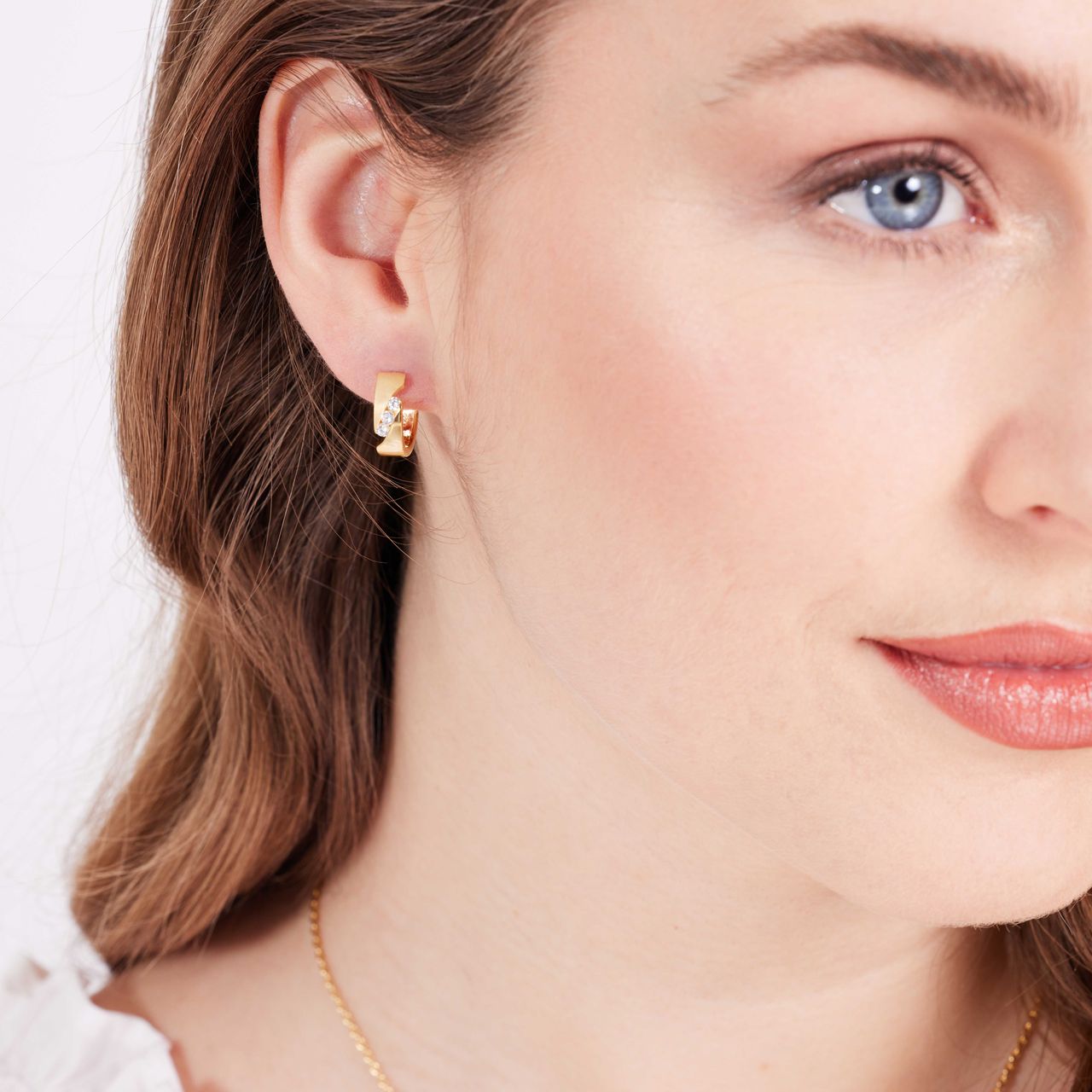 Zilveren goldplated oorringen met zirkonia voor dames