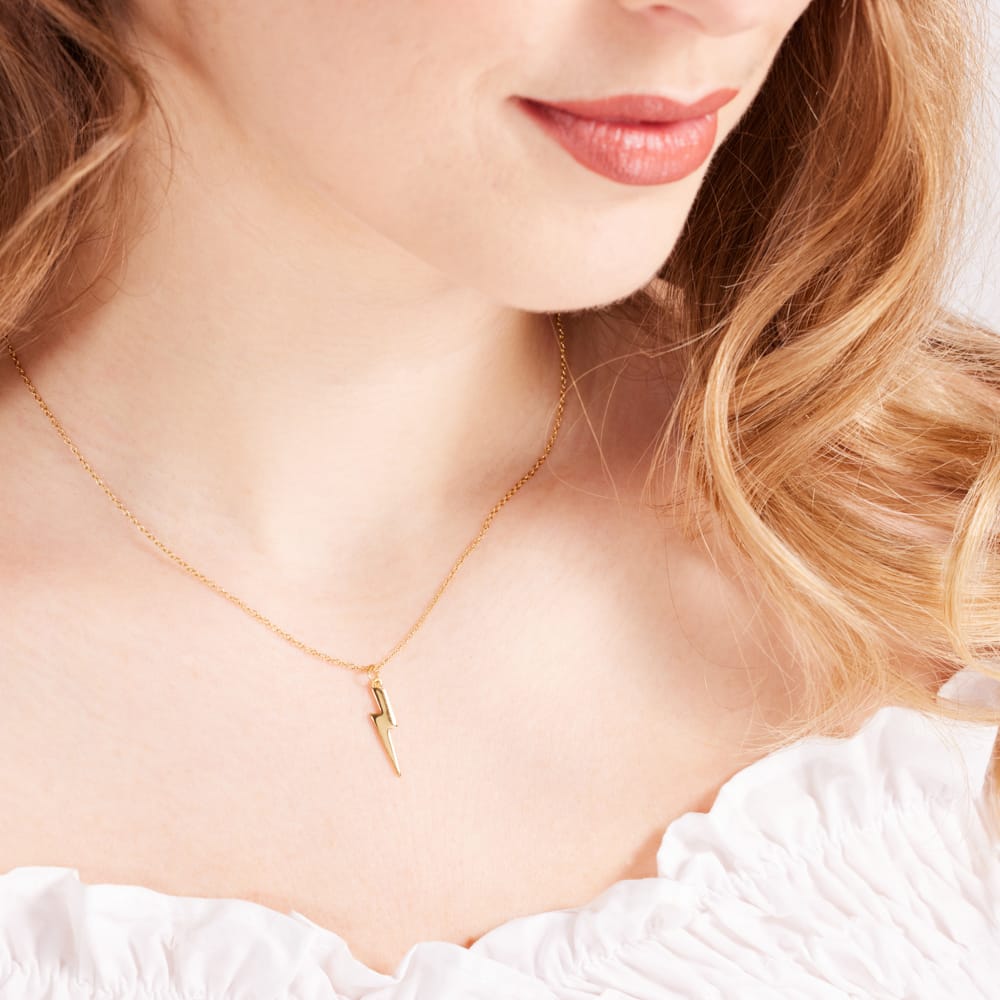Zilveren goldplated ketting met hanger bliksemschicht voor dames