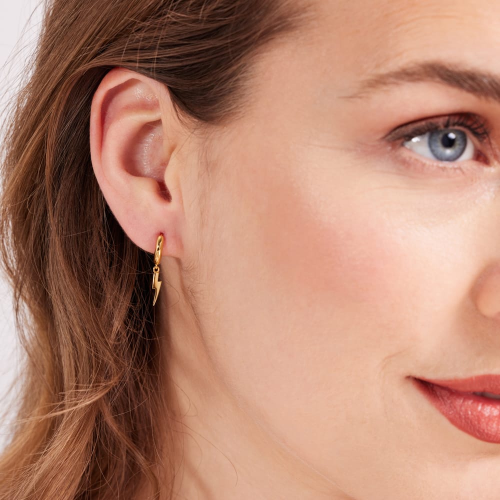 Zilveren goldplated oorknoppen bliksemschicht voor dames