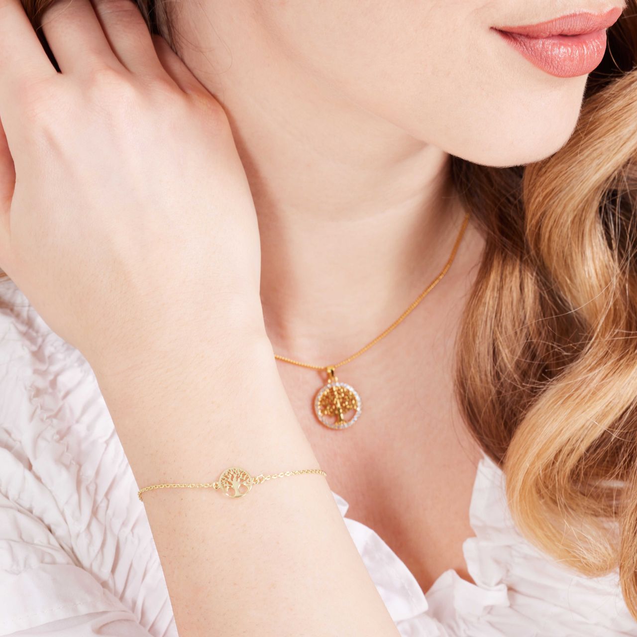 Silbernes vergoldetes Armband Baum des Lebens
