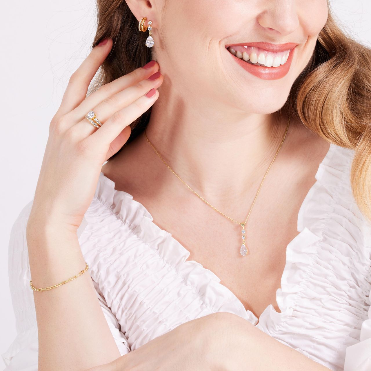 Zilveren goldplated ketting met hanger met zirkonia voor dames