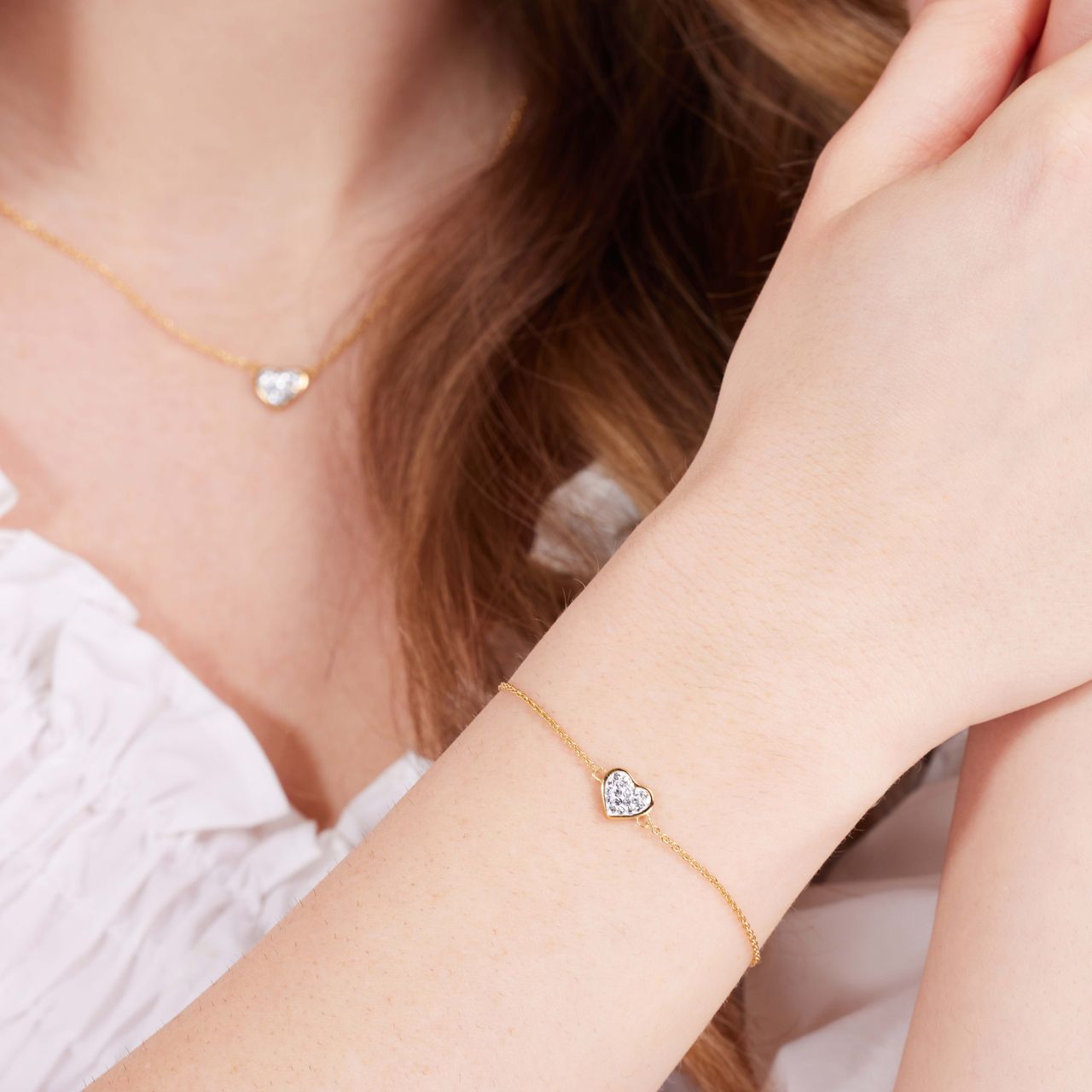 Armband, 925 Silber, vergoldet, mit Herz aus Kristall