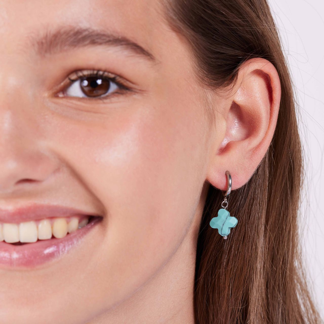 Stainless steel oorbellen met turquoise