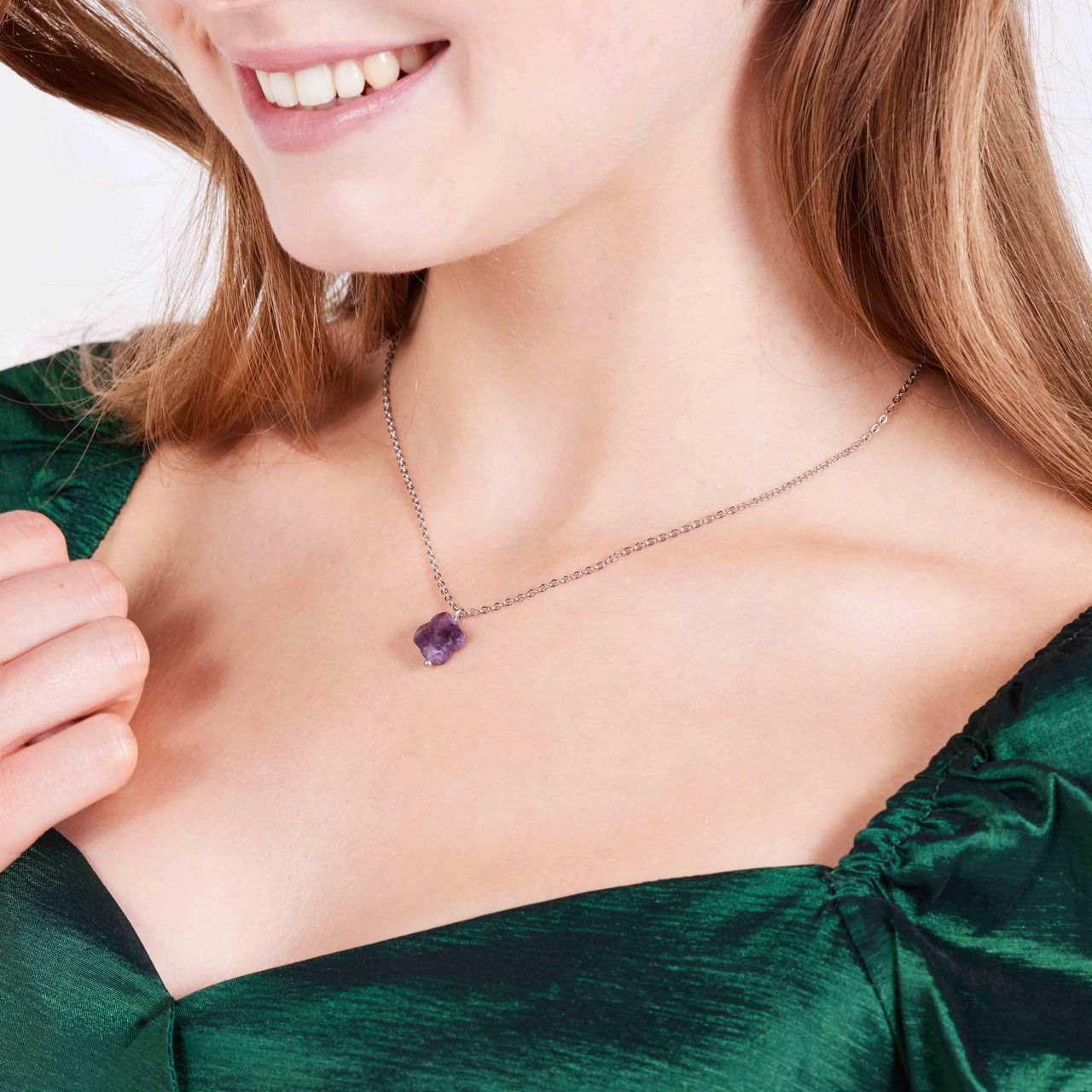 LuLu Jewels stalen ketting met amethist voor dames
